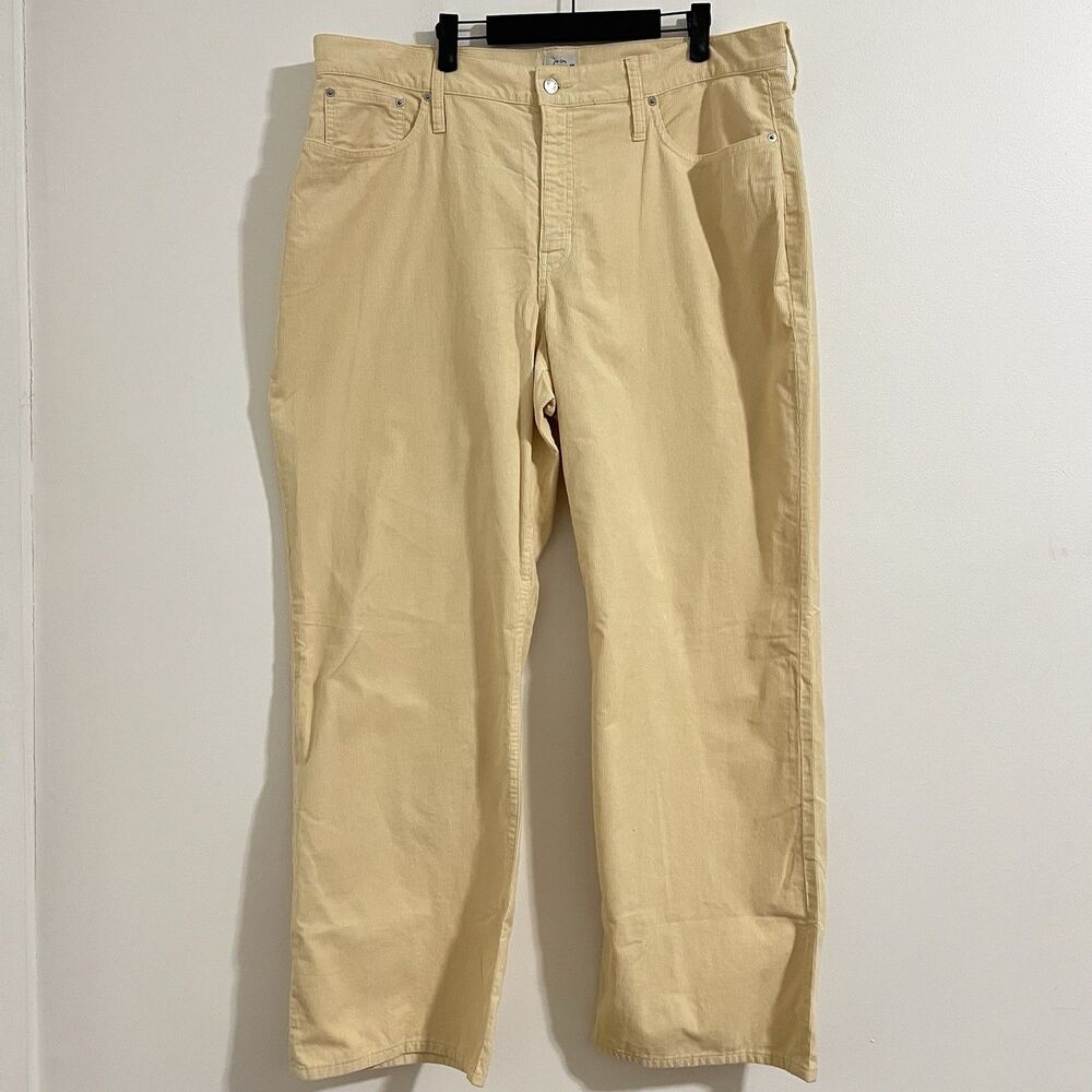 J Crew Corduroy Wide Leg Pants Size 35 Pastel Yellow Academia 90s Preppy Ribbed